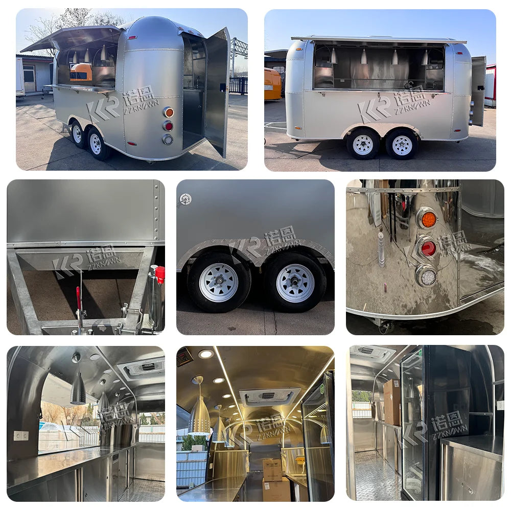 United State Food Truck with Full Kitchen Concession Bbq Food Trailer with Porch Fully Equipped Custom Food Truck