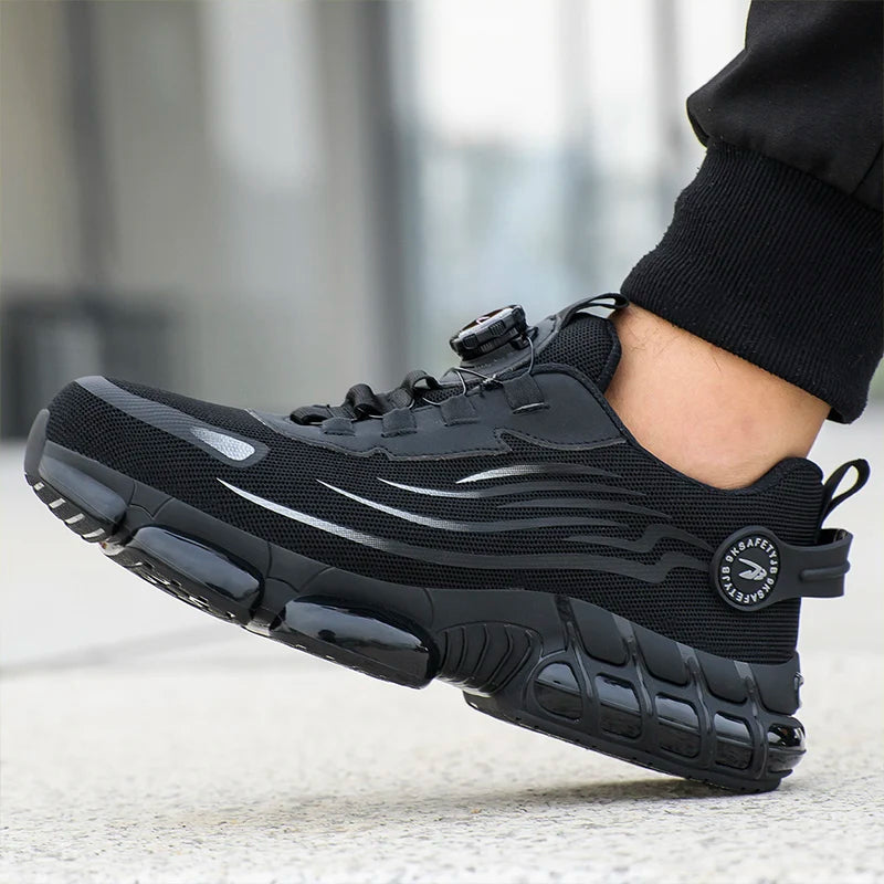 Rotating Button Steel Toe Safety Shoes Men Anti-smash Anti-puncture Work Shoes Breathable Sport Shoes Security Protective Boots