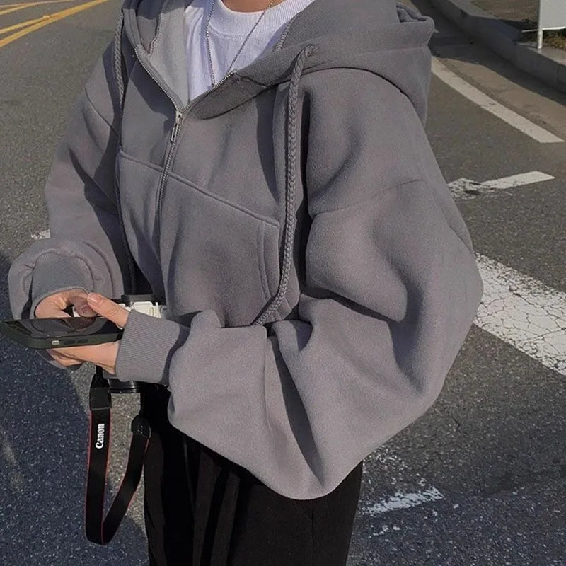 Women Casual Streetwear Y2K Crop Tops Hood Shirt Blended Material