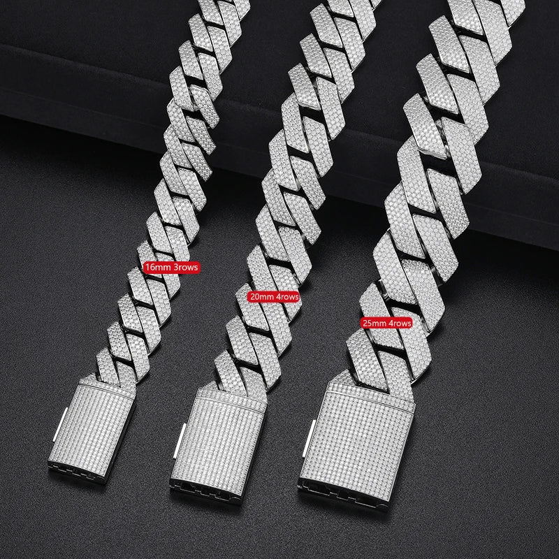 High Quality Unisex VVS1 D Color Moissanite Cuban Chain Necklace 925 Silver For Men Women Hip Hop Jewelry Gift