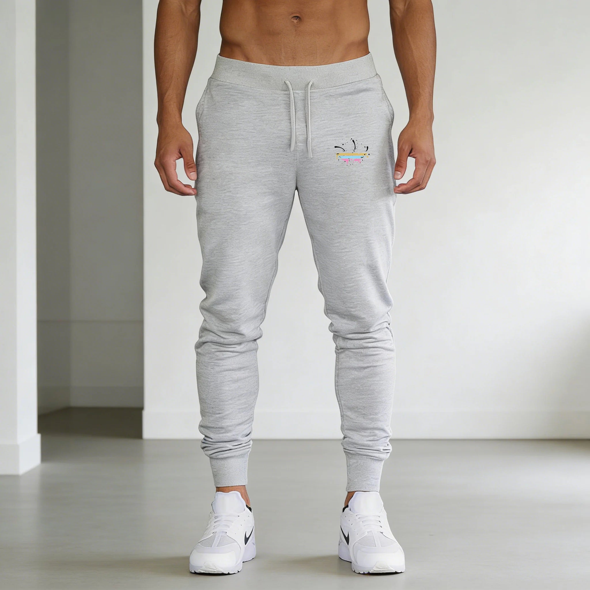 Sports Pants Cake print Spring/Summer/Autumn Jogging Pants Casual Sports Men's Fitness Muite-color Black Belt Jogging Pants