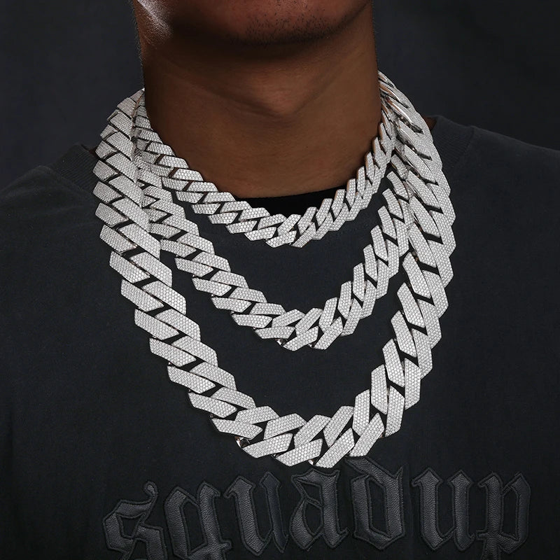 High Quality Unisex VVS1 D Color Moissanite Cuban Chain Necklace 925 Silver For Men Women Hip Hop Jewelry Gift