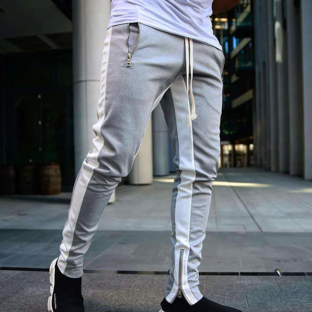 New Autumn Men's Sport Pants Casual Knitted Trousers With Zipper Pockets Solid Color Jogger pants Male pantalon chandal hombre