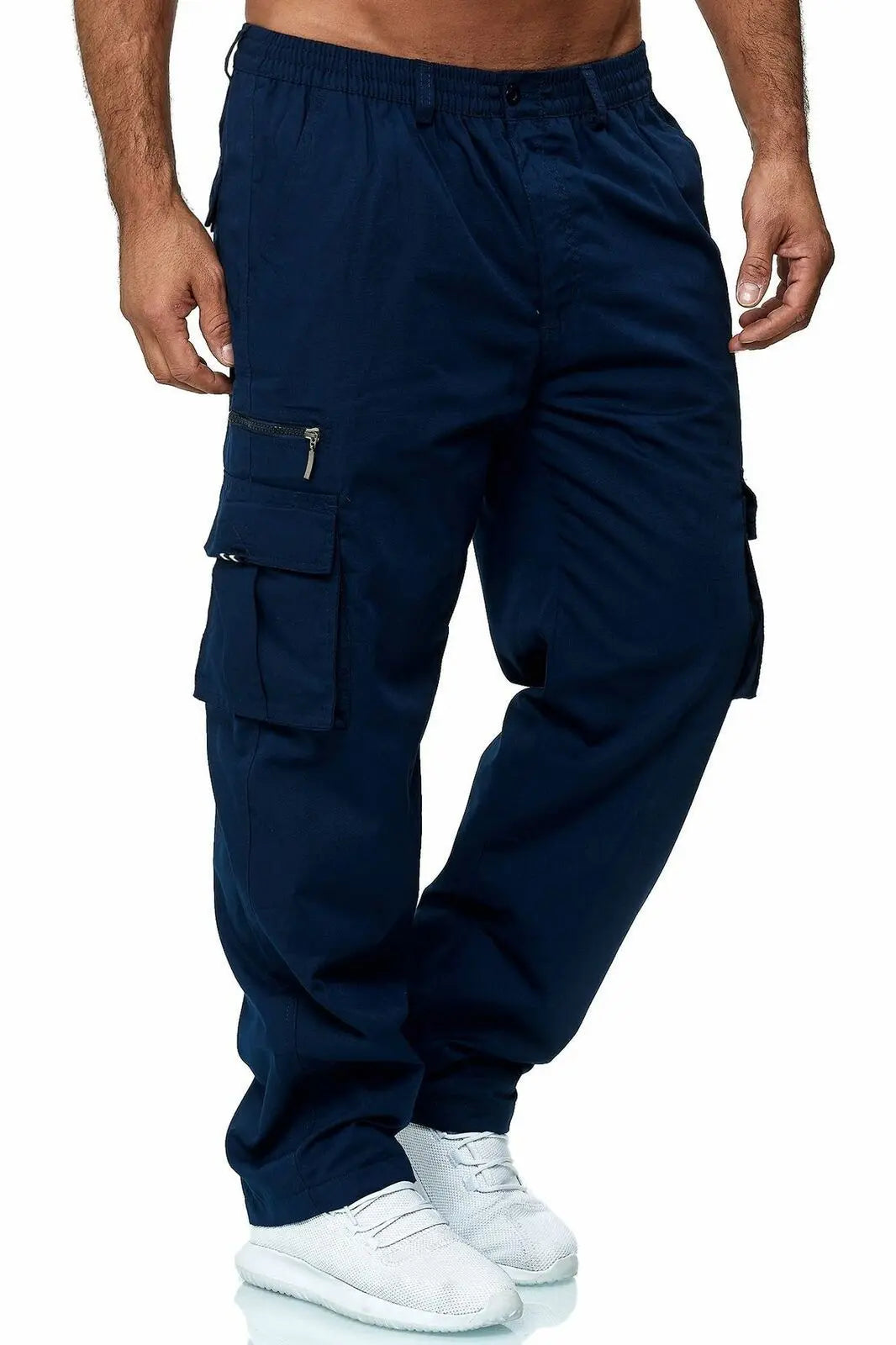 New Autumn Men's Sport Pants Casual Knitted Trousers With Zipper Pockets Solid Color Jogger pants Male pantalon chandal hombre