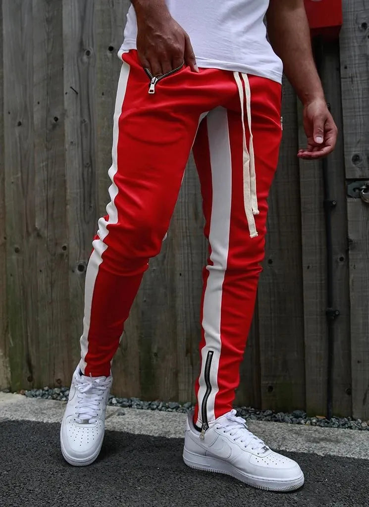 New Autumn Men's Sport Pants Casual Knitted Trousers With Zipper Pockets Solid Color Jogger pants Male pantalon chandal hombre