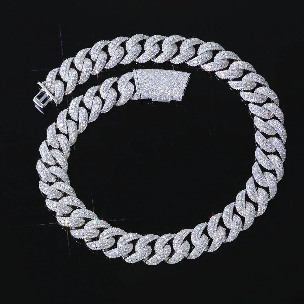 Hip Hop Accessory 22mm Wide Rose Gold Necklace Copper Zircon Ice Cold Fashionable Heavy Necklace For Men And Women