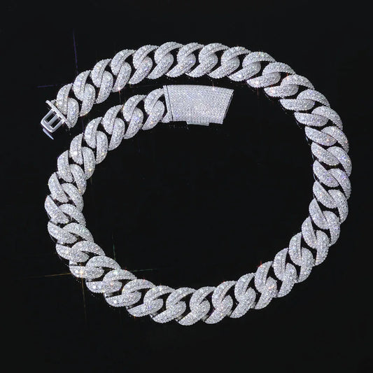 Hip Hop Accessory 22mm Wide Rose Gold Necklace Copper Zircon Ice Cold Fashionable Heavy Necklace For Men And Women