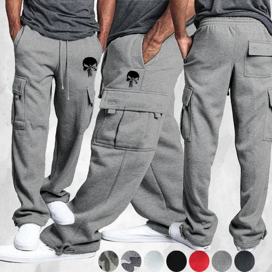New casual pants men's loose straight large size clothing multi-function work pants black jogging pants casual men's pants