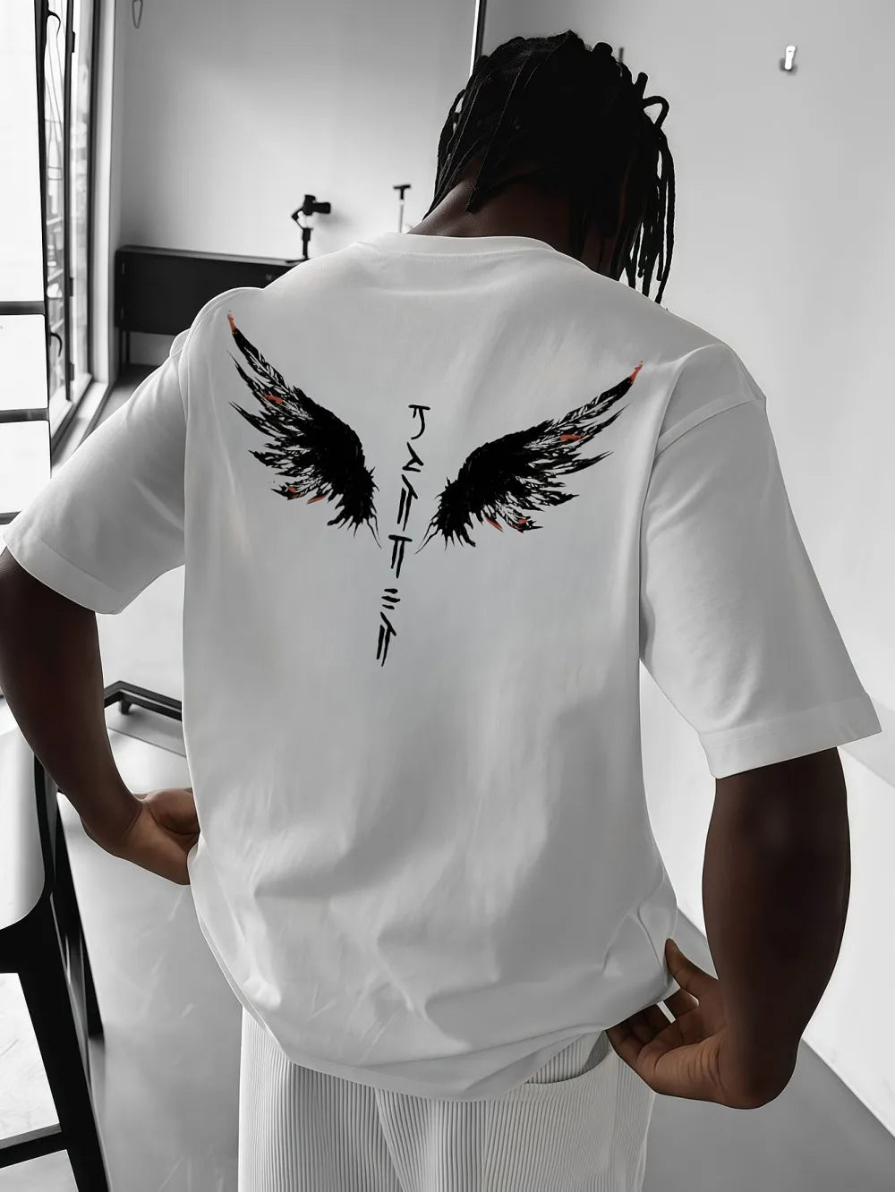 T-shirt Outdoor Street Fashion Top Minimalist Men's Summer New Wing Letter Print Soft and Breathable Round Neck