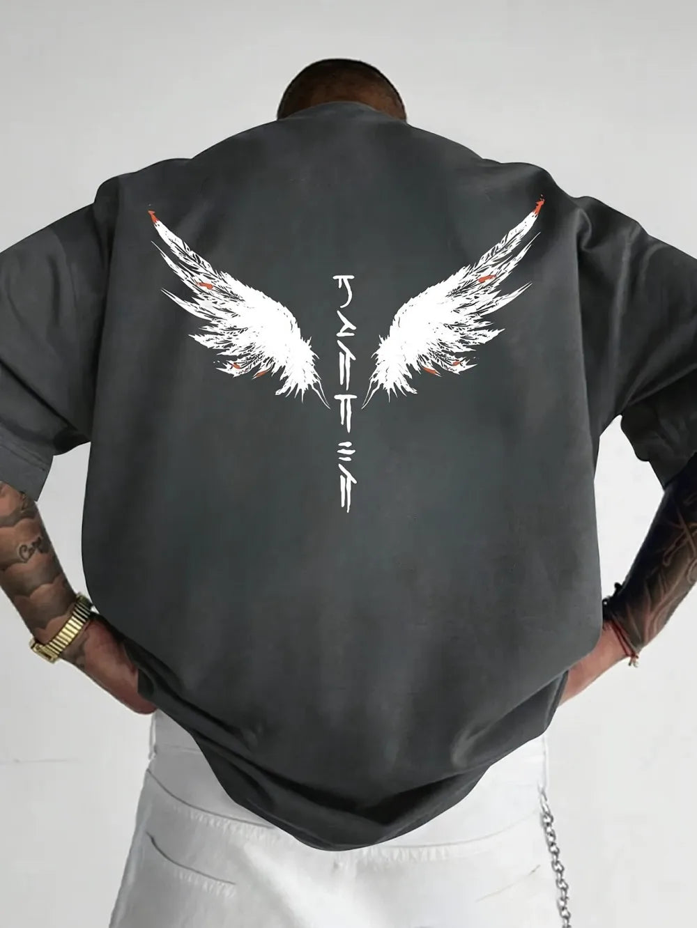 T-shirt Outdoor Street Fashion Top Minimalist Men's Summer New Wing Letter Print Soft and Breathable Round Neck