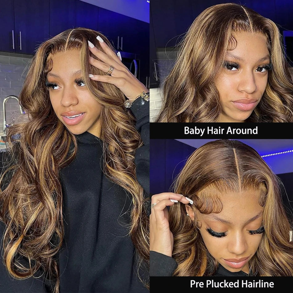 Silkwave Highlight 13x6 Lace Frontal Wig Human Hair Body Wave Lace Front Wigs For Black Women P4/27 Ombre Blonde Brown Color Wig
