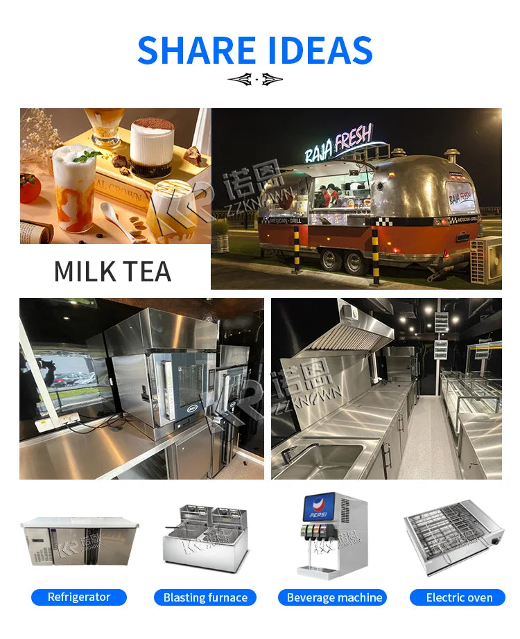 Customized CE Certified Fully Equipped Fast Food Cars Truck Mobile Kitchen USA Standard  Food Trailer for Sale