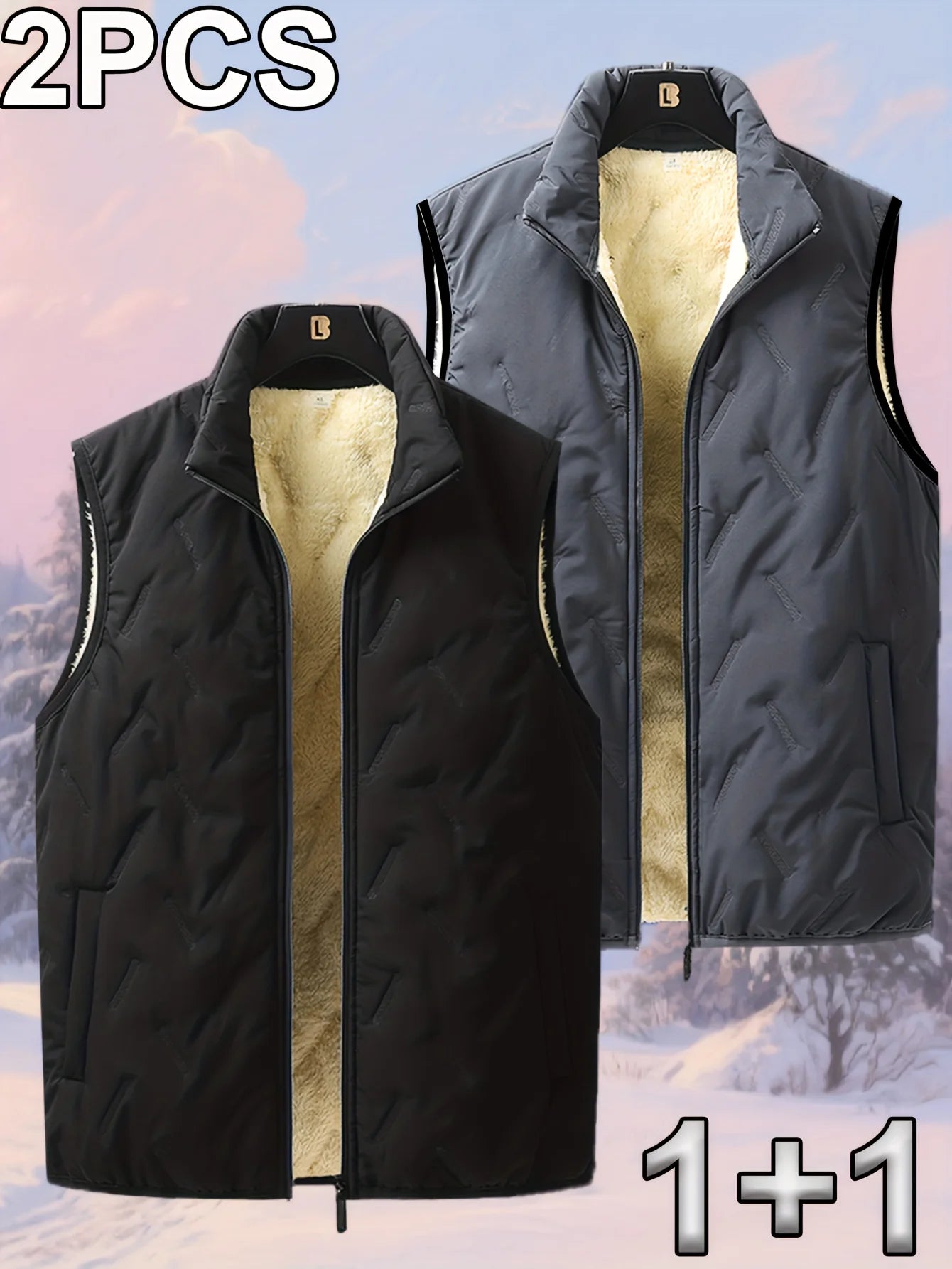 Autumn and Winter Fashion Men's Cotton Casual Multifunctional Plus Size Warm Standing Vest Sleeveless Top Collar Best Biker Duck