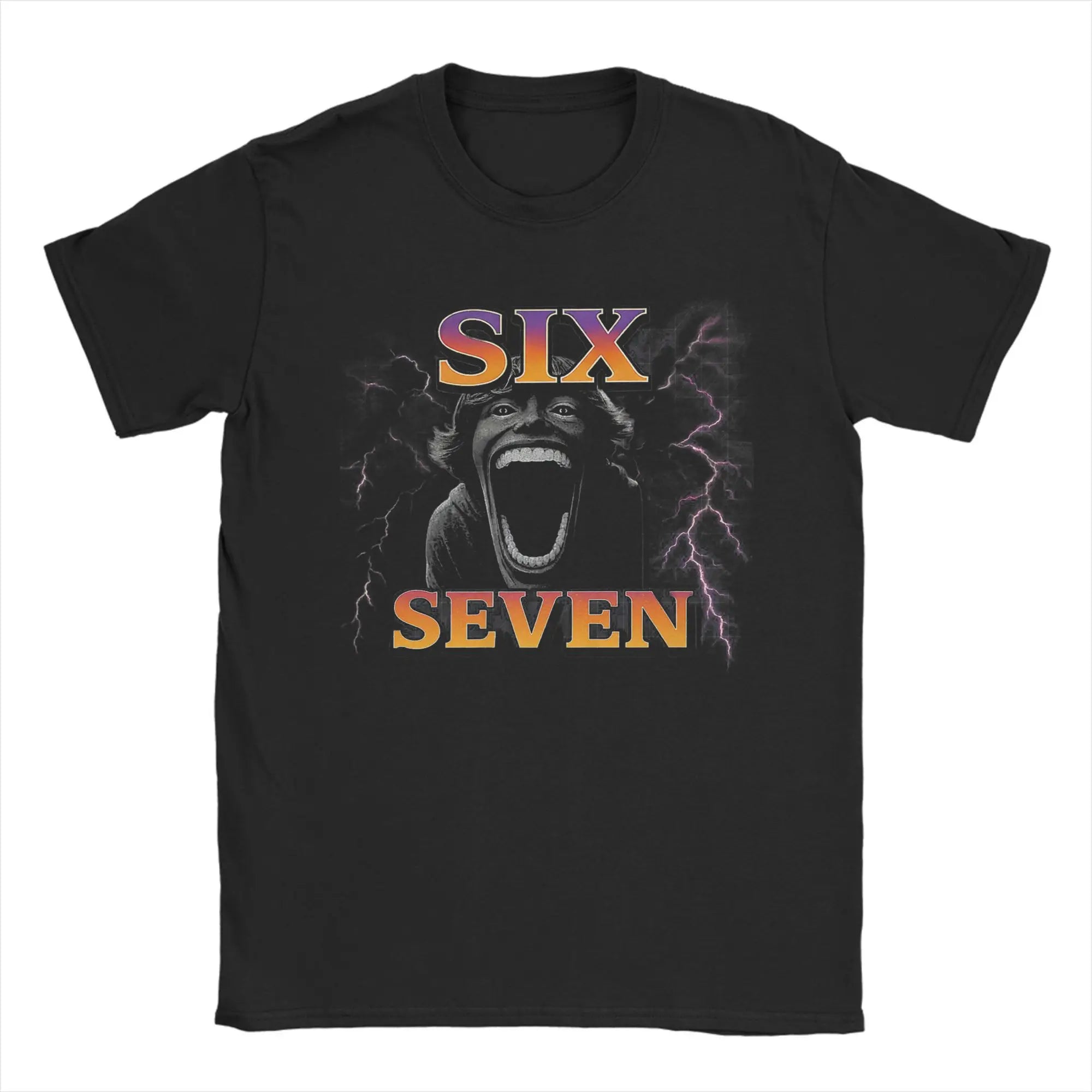 Funny Aura Energy at 67 Six Seven Genz Meme Slang T Shirt Men's Cotton Tops Retro  O-neck Short Sleeve