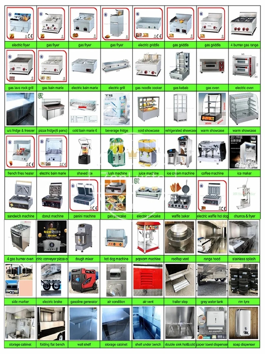 Stainless Steel Food Truck Trailer Mobile Kitchen Catering Van Customizable Food Truck Street Mobile Business