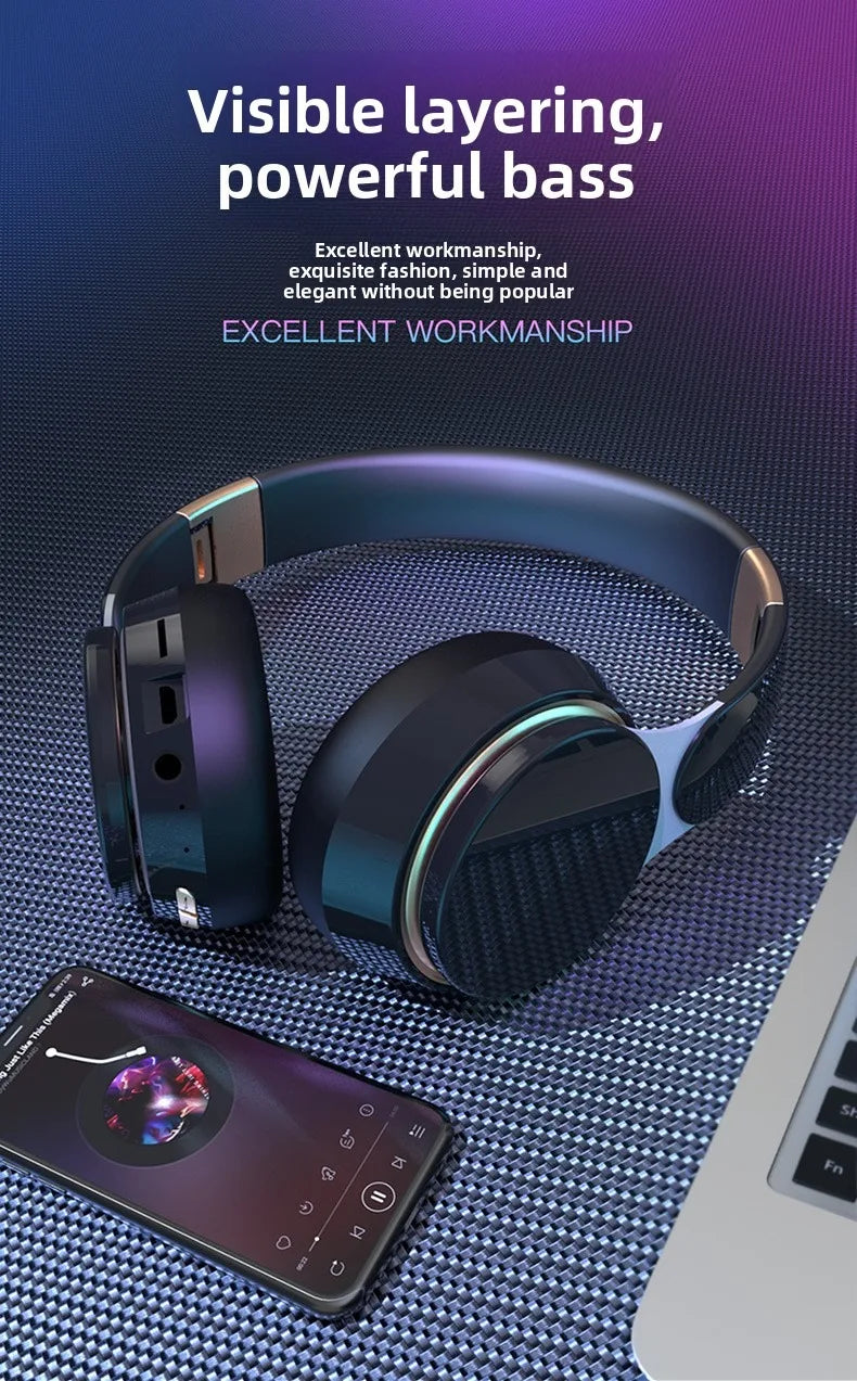 Wireless Headsets Foldable Bluetooth Earphones Noise Reduction Sports Headsets With HD Mic Gaming Headphones Bass Headsets