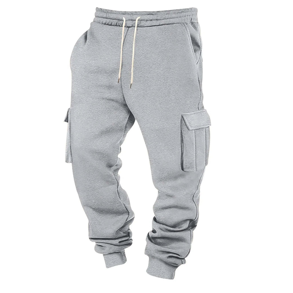 2025 Mens Sweatpants Straight Fit Joggers For Sports And Streetwear Loose Oversized Drawstring Long Pants Men Multi-Pocket Pants