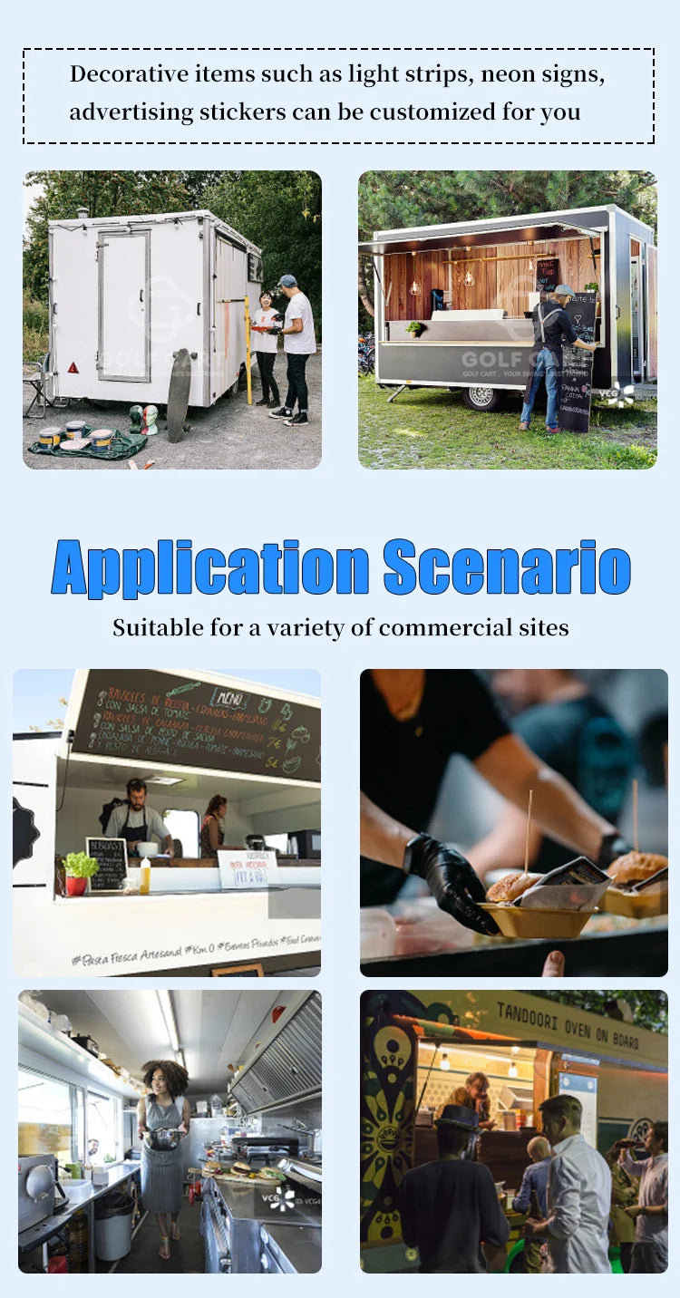 Custom Size Design Mobile Kitchen Food Truck Concession  Trailer USA Street Food Truck Pizza Fast Food Trailer Fully Equipped