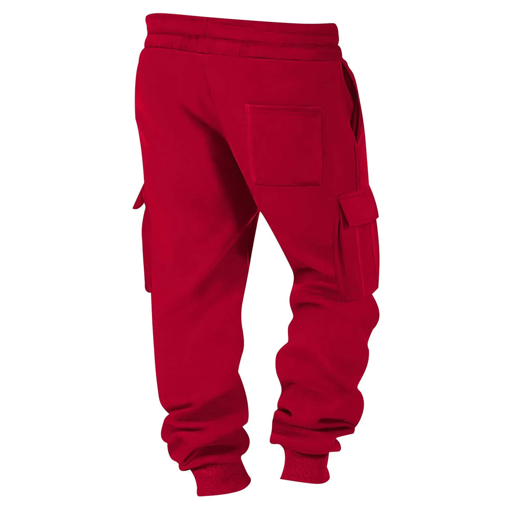 Men's Cargo Pants 2025 New Casual Loose Autumn Winter Straight Baggy Pants Multi-Pockets Solid Color Pinting Sweatpants ﻿