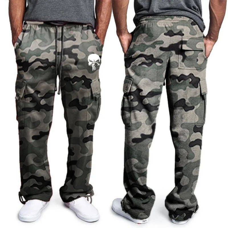 New casual pants men's loose straight large size clothing multi-function work pants black jogging pants casual men's pants