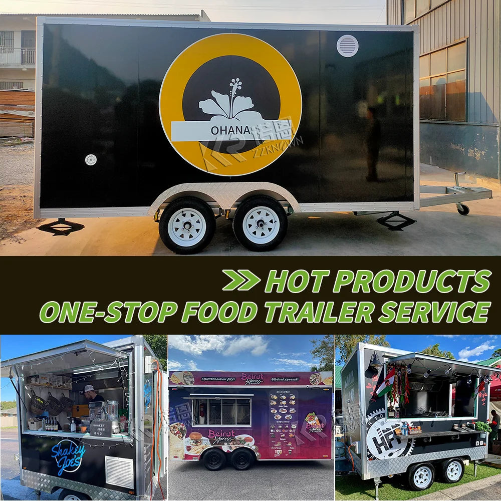 Stainless Steel Food Trailer Outdoor Sale Taco Hot Dog Cart Street Mobile Kitchen Food Trailer Business Food Kiosk Ice Cream Car
