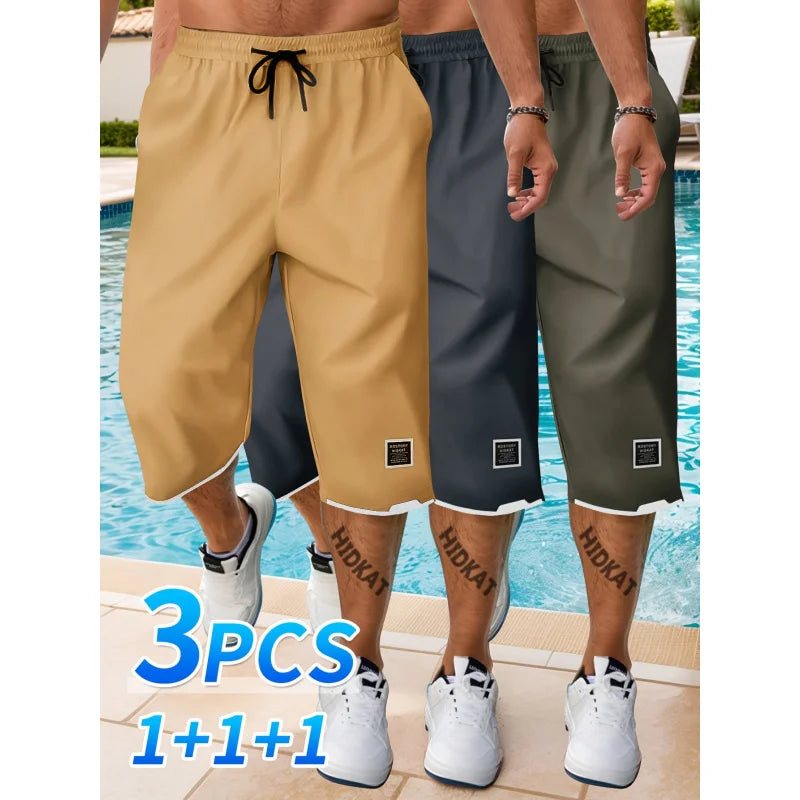 Summer Workwear 3-Pack Men's Casual Drawstring Cropped Pants Sports Gym Shorts Man Clothes Fashion Clothing Half Y2k Basketball
