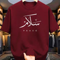 Men's summer 100% pure cotton fashionable casual loose sports PEACE letter printed round neck short sleeved T-shirt top