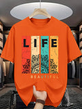 Summer fashion men's life print comfortable and breathable round neck T-shirt soft and breathable round neck Thsirt outdoor casu