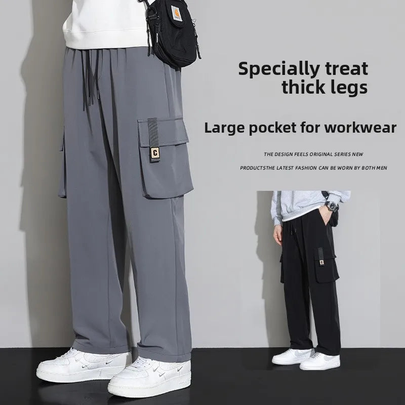 Straight Working Pants Men American Retro Autumn New Fashion Large Size Loose Casual Wide-Level Pants Men Y2k