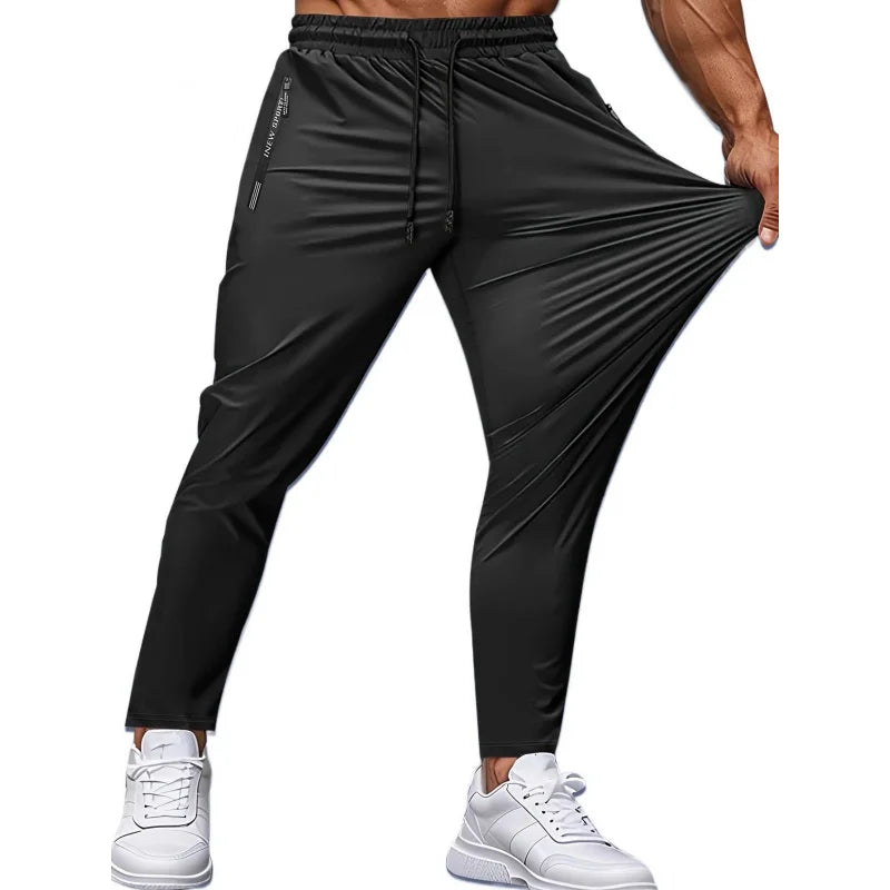 2-Pack Men's Sports Trousers High Stretch Men's Jogging Pants Quick-Drying Pajama Football Sweatpants Fishing Gray Man Straight
