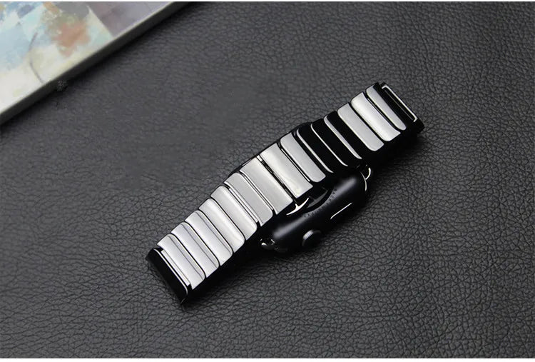Ceramic Strap for Apple Watch Band 44mm 40mm 45mm 49mm 42mm 38 Stainless steel butterfly bracelet iWatch series 6 3 7 8 se ultra