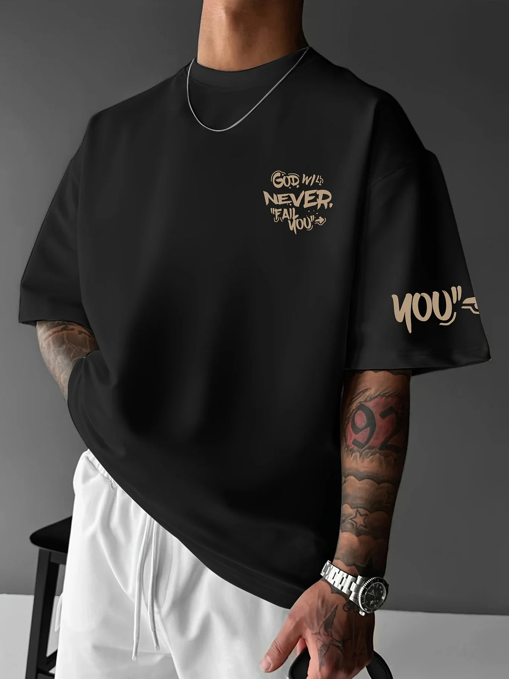 Summer New Men's Street Style Letter Printed Breathable and Comfortable Round Neck T-shirt Outdoor City High Street Top