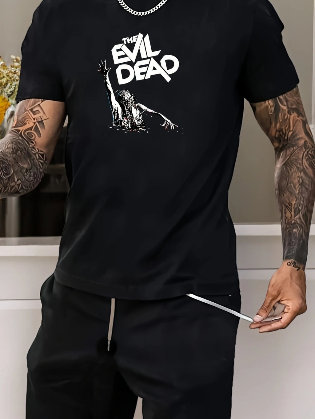 Portrait Print Comfy Cotton T-shirt, Men'S Casual Street Style Stretch Round Neck Tee Shirt For Summer