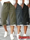 Men Pants Shorts Summer 3-Pack Men's Casual Cropped Drawstring Elastic Waist Outdoor Sports Running Y2k Beach Man Clothing Gym