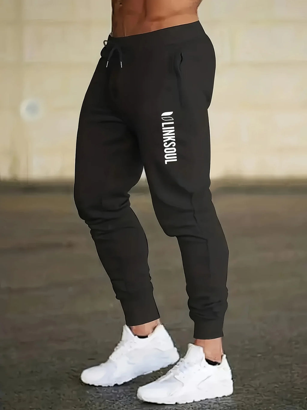 Men's Sports Pants, Lightweight Elastic Waist Fitness Running Pants, Stretch Training Pants for Outdoor Activities, Sportswear