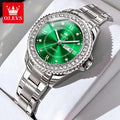 OLEVS Top Original Diamond Quartz Watch for Women Stainless Steel Waterproof Luminous Dual Calendar Luxury Women's Wristwatches