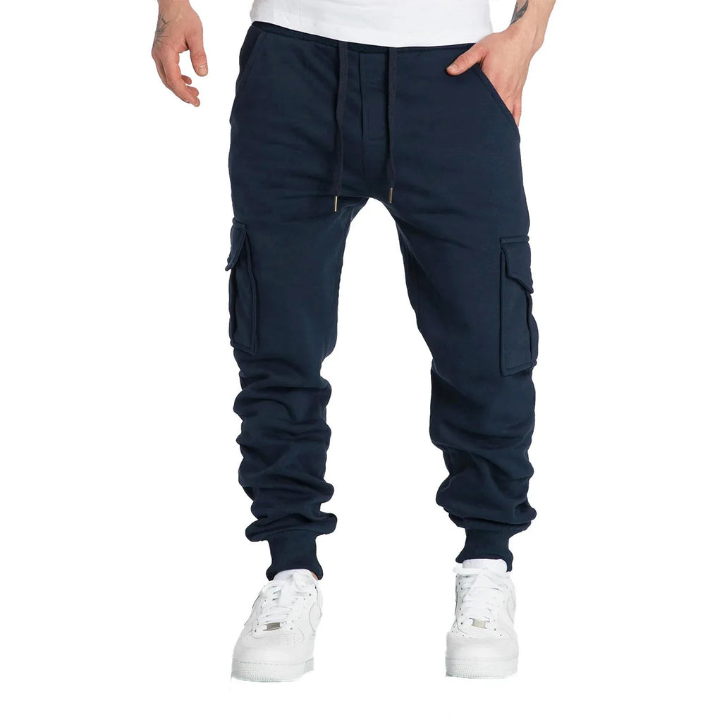 Mens Sweatpants Straight Fit Joggers for Sports and Streetwear Loose Oversized Drawstring Long Pants Men Multi-pocket Pants