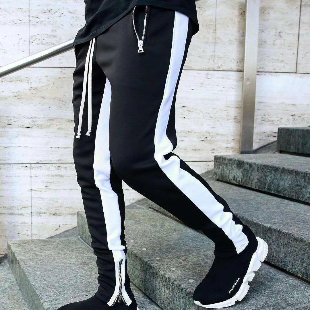 New Autumn Men's Sport Pants Casual Knitted Trousers With Zipper Pockets Solid Color Jogger pants Male pantalon chandal hombre