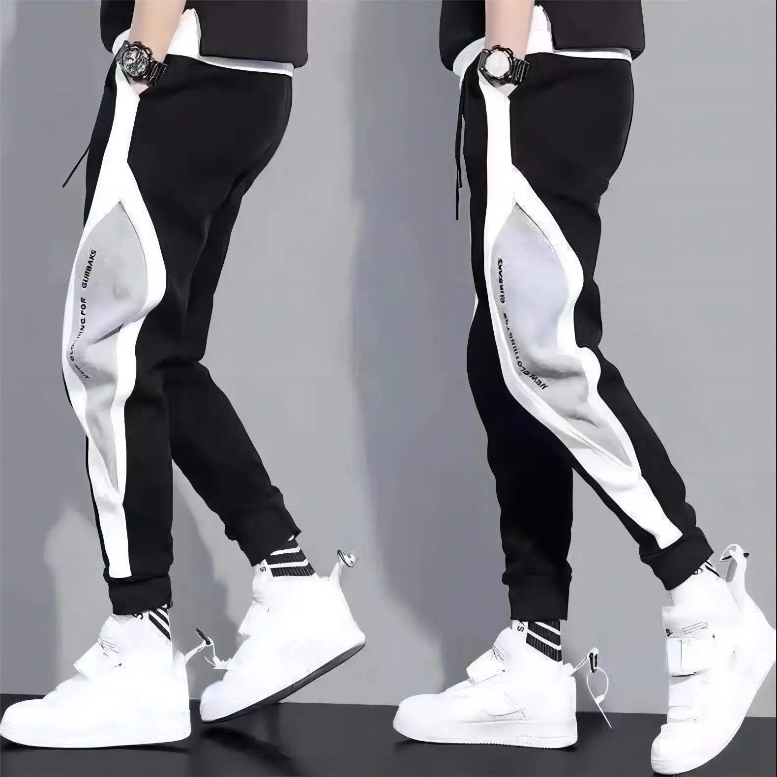Men Black Pants Hip Hop Drawstring Jogger Fashion Comfortable Trousers Male Casual Sweatpants Loose Elastic Waist Sportswear