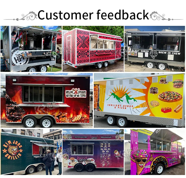Customizable Stainless Steel Fast Food Truck Hot Dog Pizza Coffee Ice Cream Mobile  Food Trailer With Full Equipment