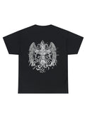 Men's Black Cotton Crew Neck T-Shirt with Stylish Cross & Wings Design – Soft Short Sleeve Tee for Casual