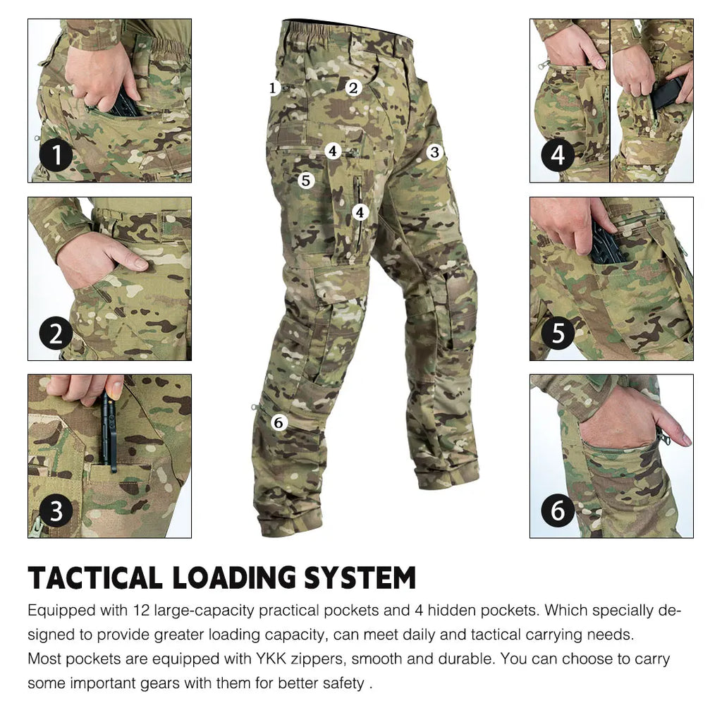 IDOGEAR Combat UFS Pants Tactical Pants w/ Knee Pads Camo Trousers 3209