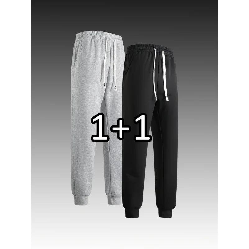 2-Pack Man Pants Clothing Casual Xl Black Men Y2k Clothes Sweatpants Black Sports Trousers Elastic Waistband Autumn Men Trousers