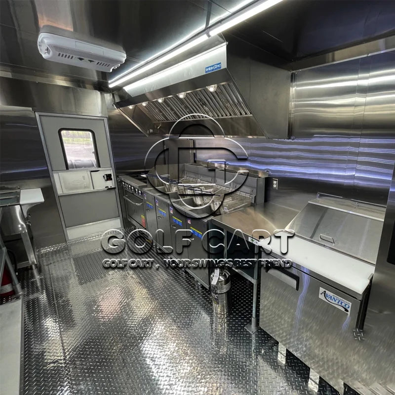 United State Food  Truck with Full Kitchen Concession Bbq Food Trailer with Porch Fully Equipped Custom Food Truck