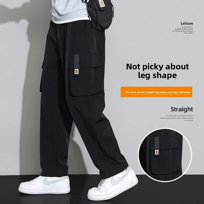 Straight Working Pants Men American Retro Autumn New Fashion Large Size Loose Casual Wide-Level Pants Men Y2k