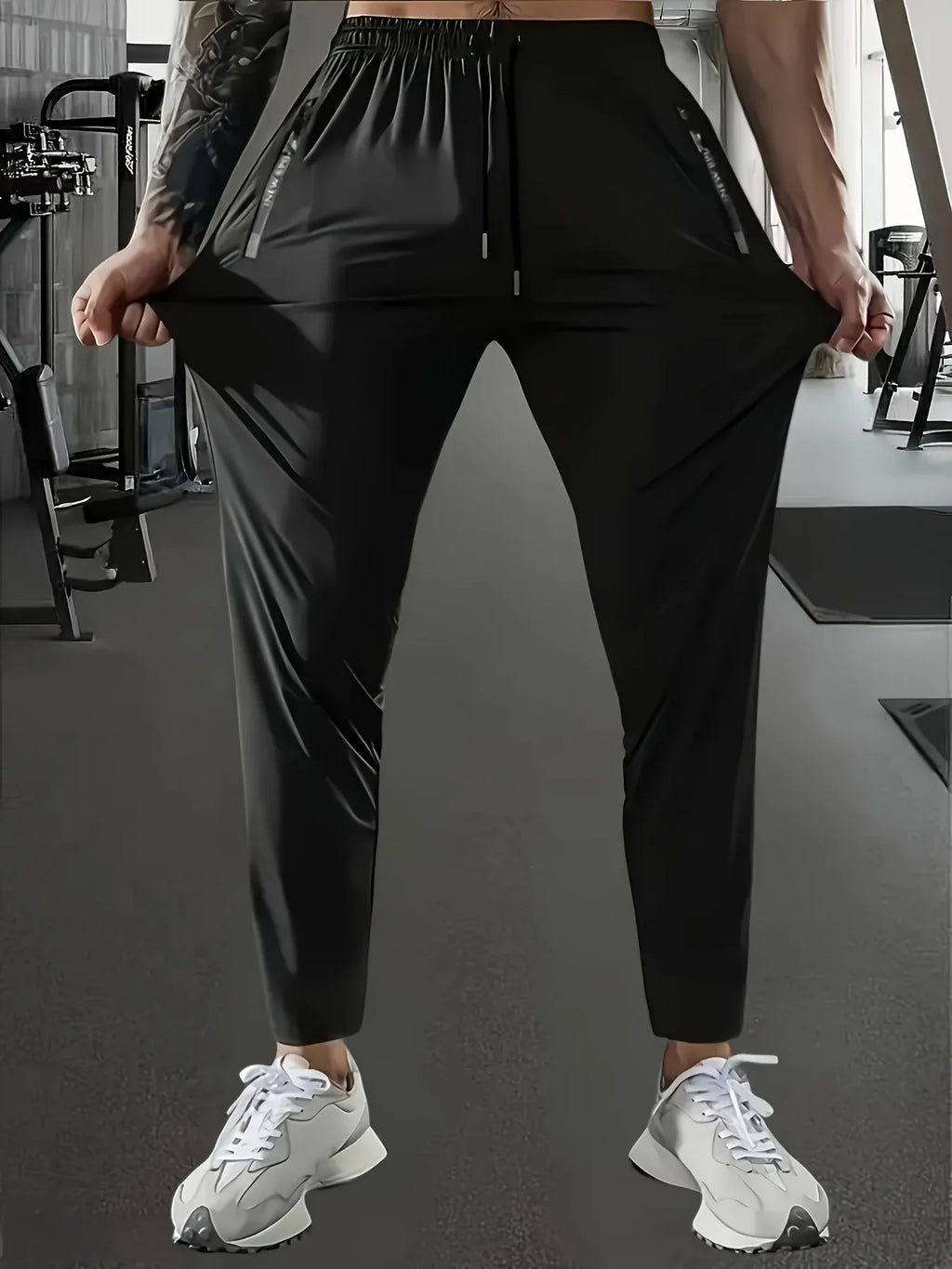 Men Gift Men's Ice Silk Fiber Running Pants Highly Elastic Jogging Pants Sweatpants Wide Leg Football Gym Fishing Man Baggy Mens