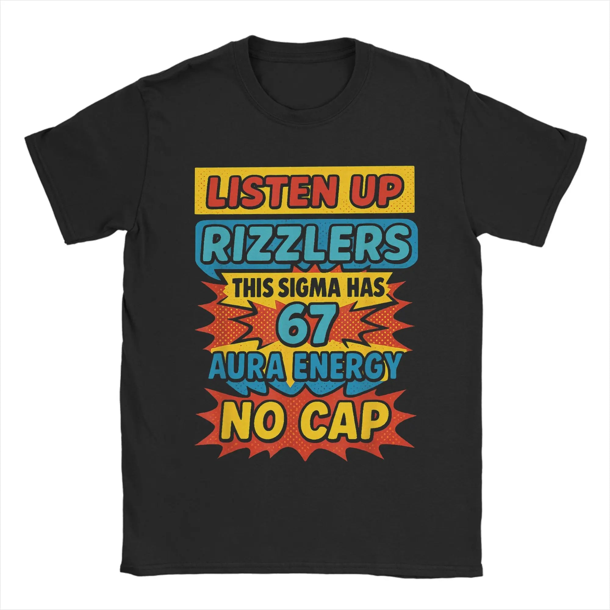 Funny Aura Energy at 67 Six Seven Genz Meme Slang T Shirt Men's Cotton Tops Retro  O-neck Short Sleeve