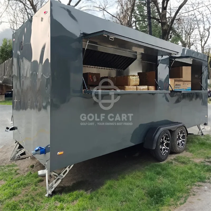 United State Food  Truck with Full Kitchen Concession Bbq Food Trailer with Porch Fully Equipped Custom Food Truck