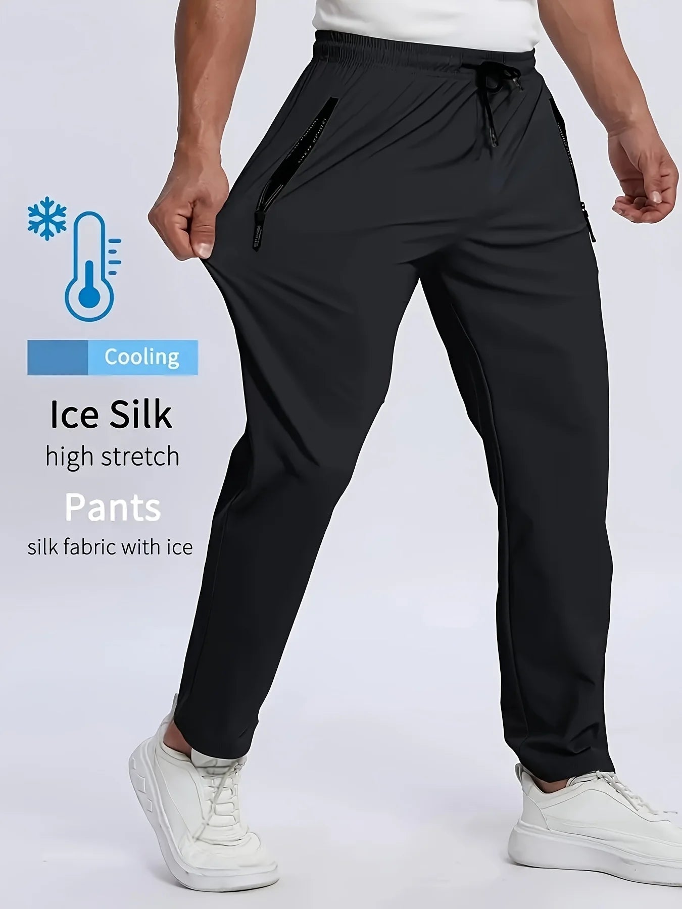 Breathable Plus Size Men's Casual Jogger Pants for Men Tracksuit Trousers Quick Dry Straight Elastic Waist Korean Classic Sport