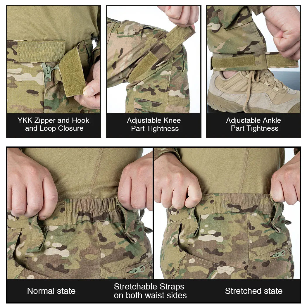 IDOGEAR Combat UFS Pants Tactical Pants w/ Knee Pads Camo Trousers 3209